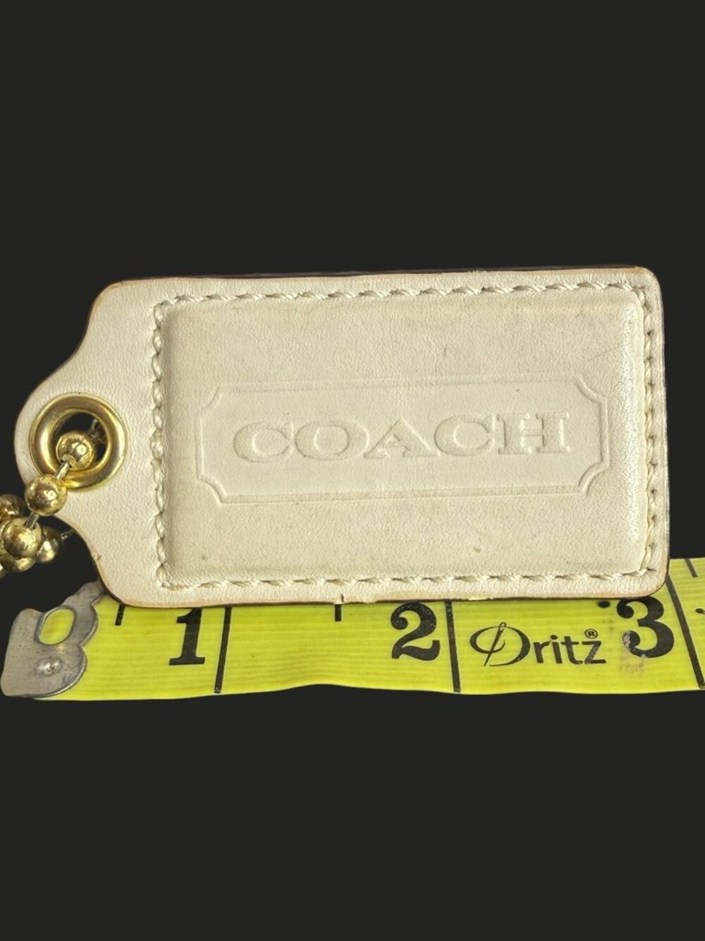 Coach XL Leather Hangtag – Cream/Offwhite (3")